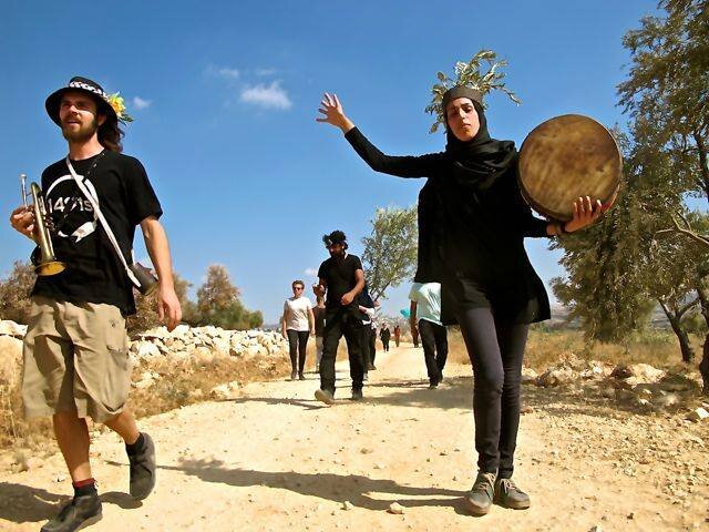 Fidaa Ataya, coordinator of Jenin's Freedom Theatre, before she is wounded by Israeli troops.