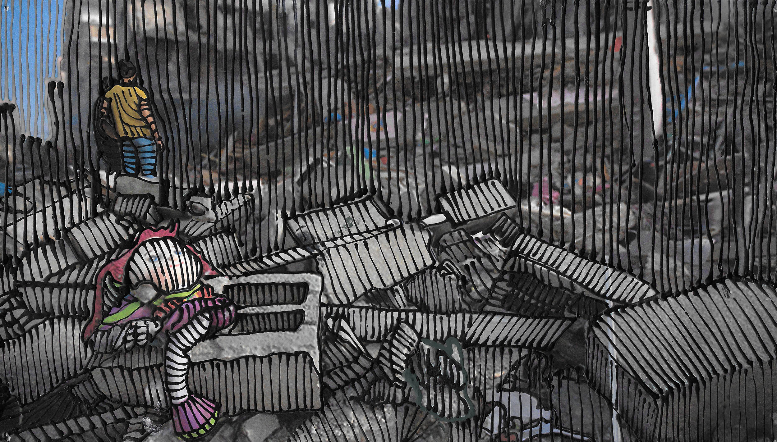 #11 of 51 works by artist Jaime Scholnick in response to 2014's Operation Protective Edge, from her 2015 solo show 