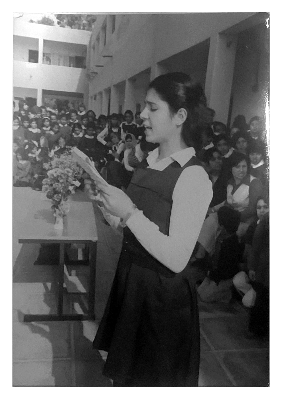 Manal at Martyr Moustafa Hafiz School in Gaza City (all photos hereafter courtesy of Manal Nabulsi).