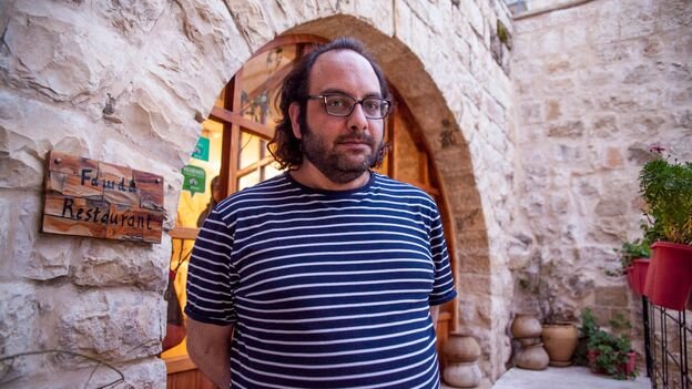 Chef Fadi Kattan at his restaurant Fawda in Bethlehem.