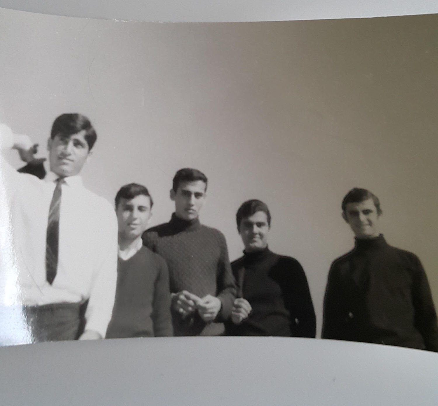 Monir Deeb, left, on the beach in 1968 after attending church on a Sunday with Christian friends in Gaza (courtesy Monir Deeb).