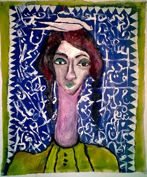 Nasrin Abu Baker, Untitled 87x72cm_mixed-media-on-pure-canvas 2014