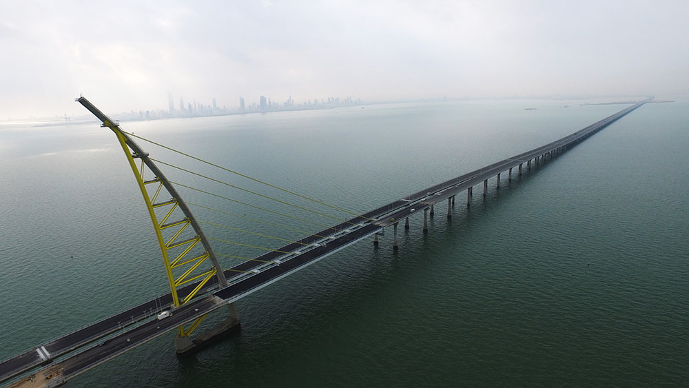 Jaber Bridge overlooking the Kuwait City skyline - (Al Jazeera)