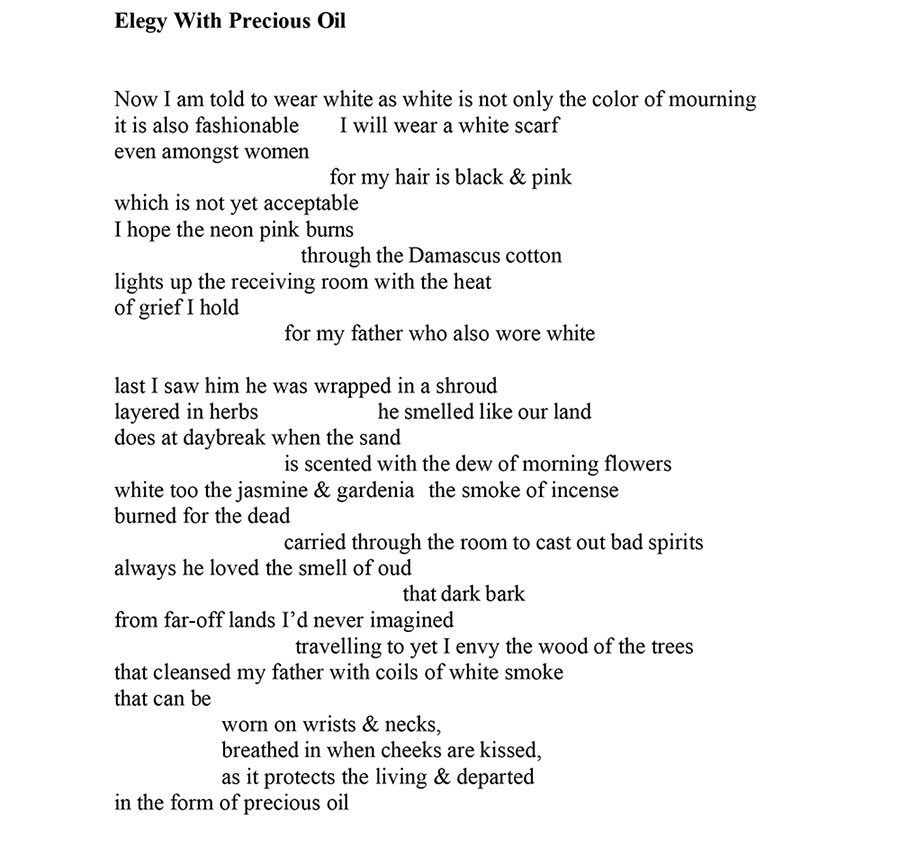 elegy with precious oil majda gama