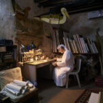 Abdullah Al Saadi at his studio, Image courtesy of the National Pavilion UAE-La Biennale di Venezia, Photo by Roman Mensing