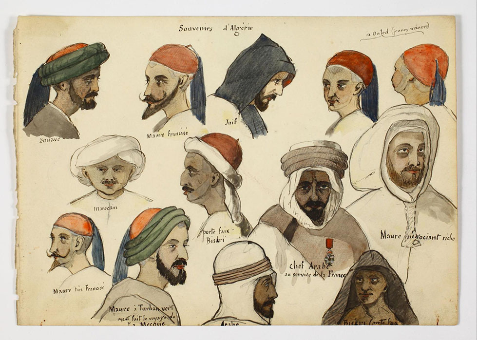 Page 117. “Souvenirs d’Algérie, aquarelle sur papier, anonyme, années 1840”, musée du quai branly, Paris, Capture d’écran. Extrait de la Résistance des Bijoux. photo AA Azoulay