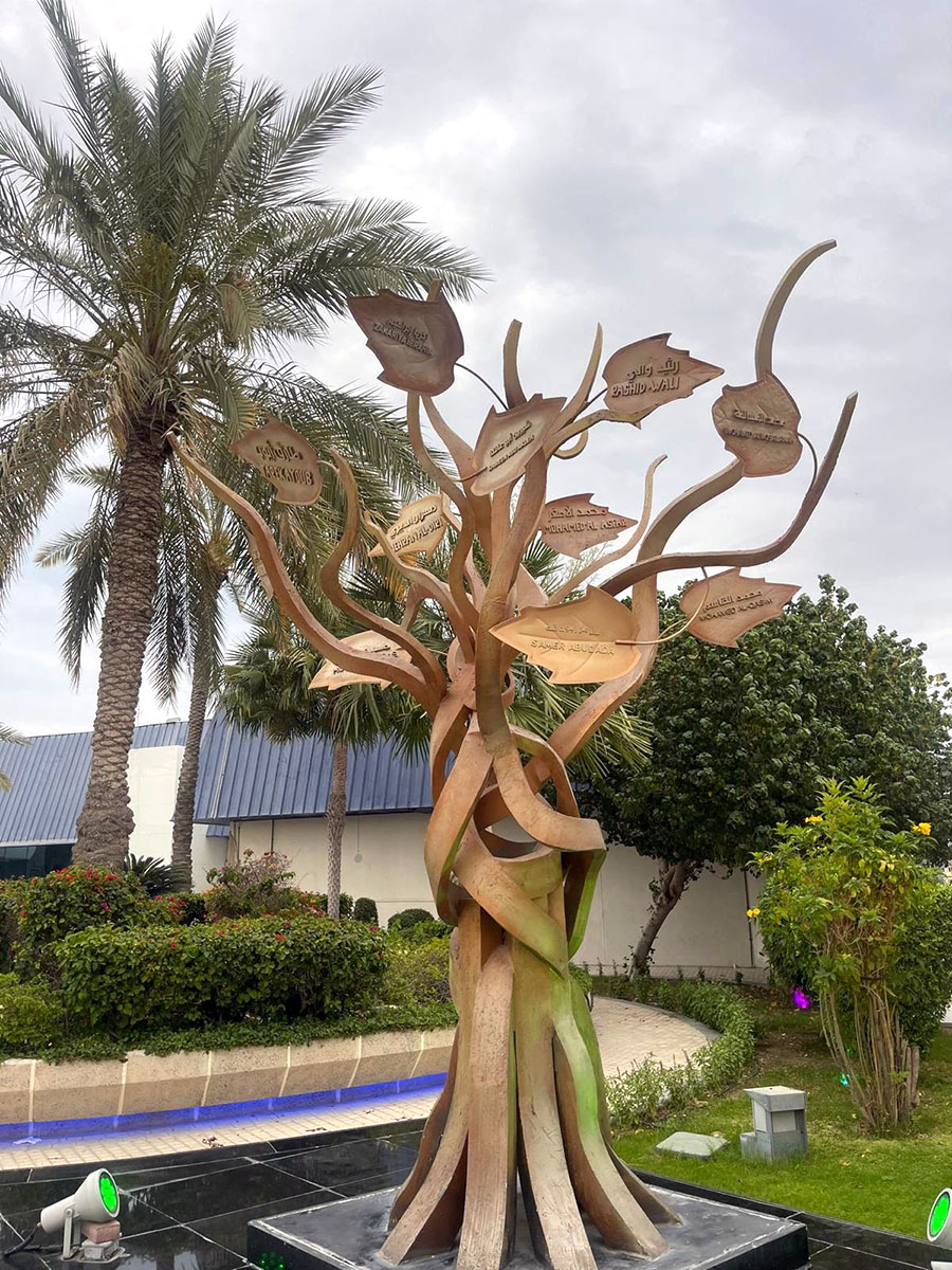 The Tree of Martyrs outside the alJazeera entrance. Writteen on each leaf is the name of journalist killed in action.