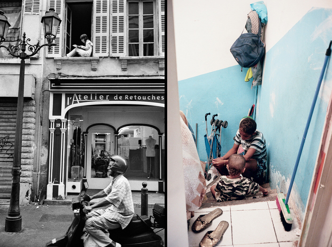 Dans la rue du quartier Noailles, 2007. Nassim B. et son petit frère, Noailles, 2007