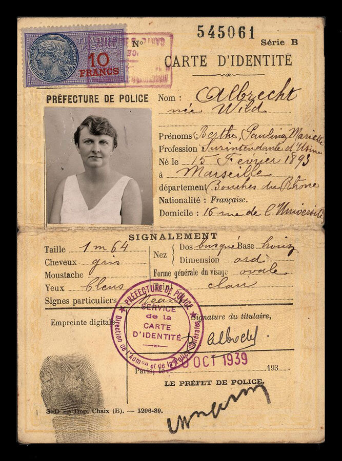 Berty's original carte d'identité
