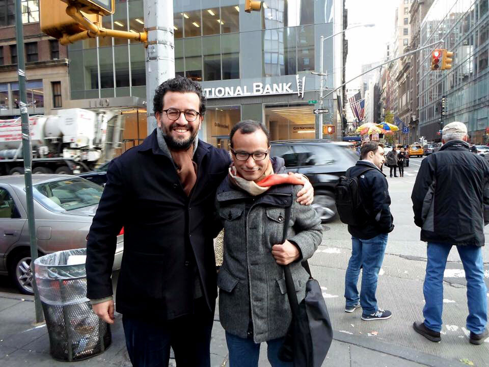 Author Hisham Matar with one of his translators, Muhammed Abd-Einaby.