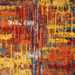 Atia Shafee, "Imagine Burning," fabric, fiberglass, paper on canvas, 48x48 in., 2021 (courtesy of the artist).