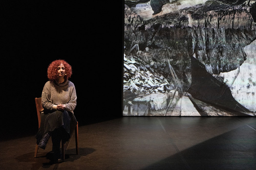 Lina Majdalanie in Hartaqât, her new performance piece directed by Rabih Mroueh. Credits Nora Rupp.