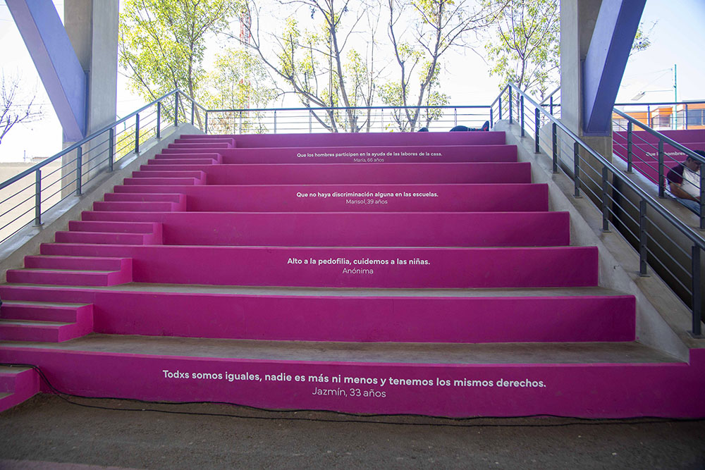 Lorena Wolffer, Públicas, 2023, 2024. Print on Board, Courtesy of Mimosa House. Photo by Josef Konczak.
