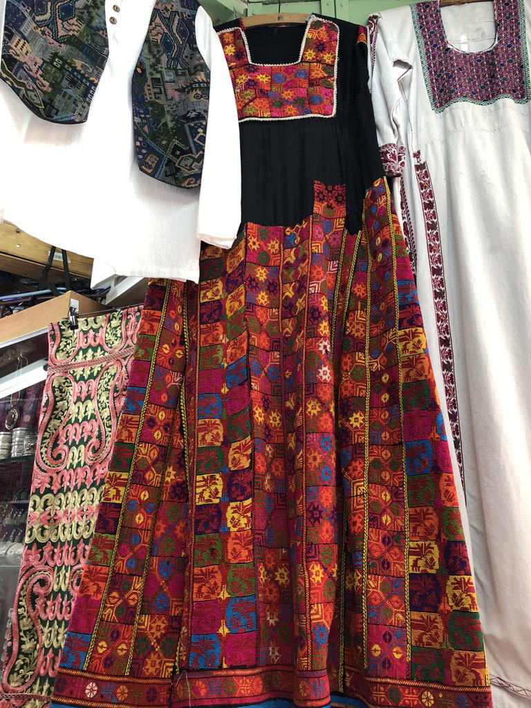 Tatreez dresses in the Old City (courtesy Joanna Barakat).