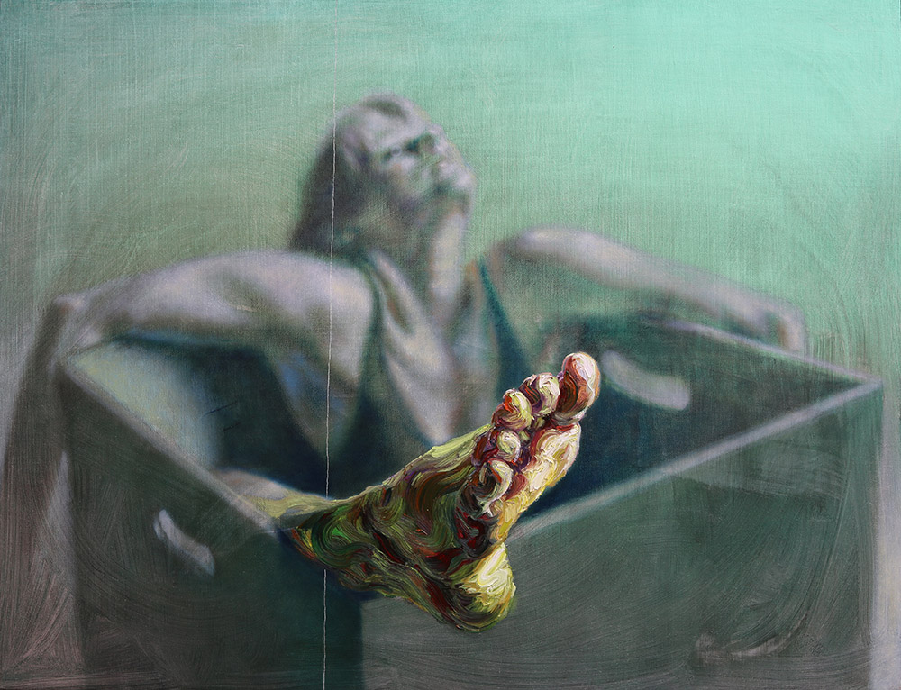 Sara Shamma, Untitled, oil and acrylic on canvas, 150x115cm, 2023.