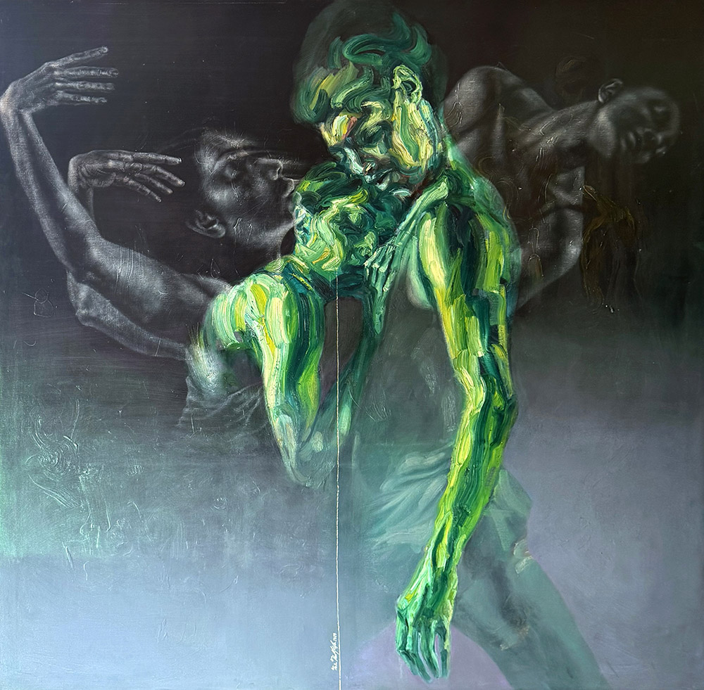 Sara Shamma, Untitled, oil on canvas, 200x200cm, 2025 (exhibited in the 
