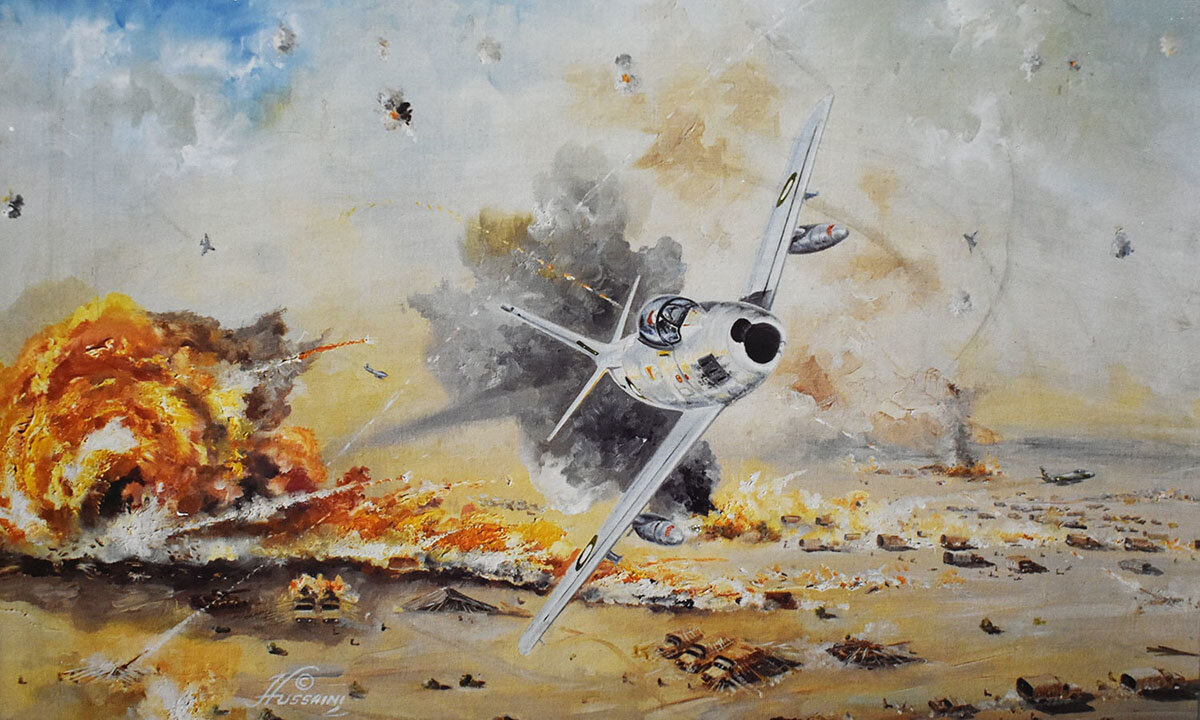 Painting of 1965 Indo-Pak War on the Punjab front by Gp. Cptn. SMA Hussaini (courtesy of the artist).