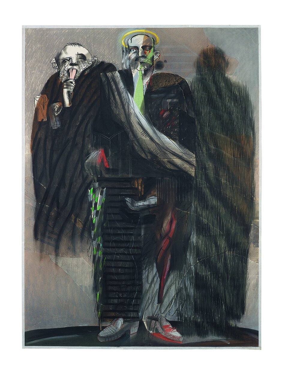 Youssef Abdelke, Figures (No. 2) , 1991–93. Pastel and collage on paper. H: 145 cm W: 105. Reproduced by permission of the artist.