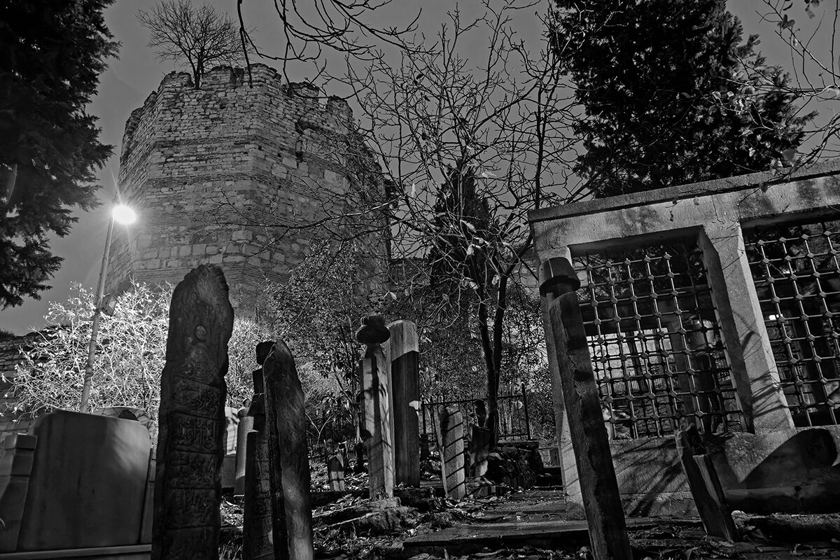 A Muslim cemetery just outside the remnants of the Byzantine walls of Constantinople.