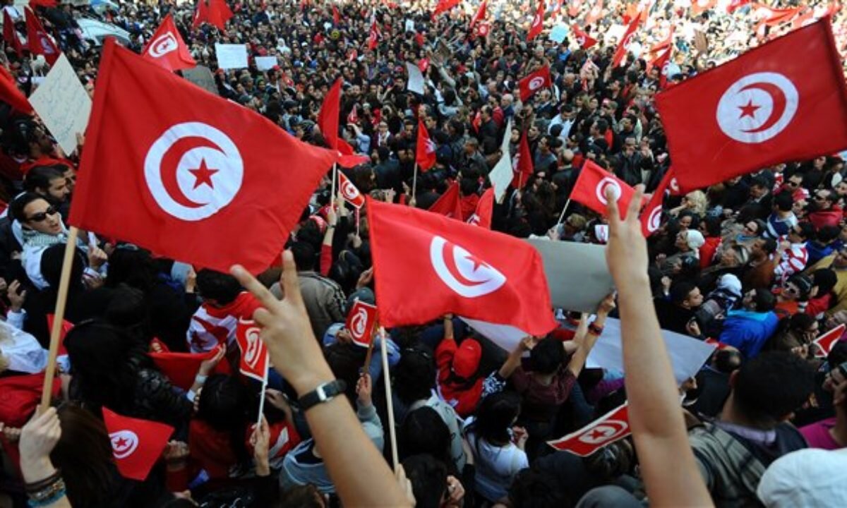 Protesters in the streets of Tunis on Sunday, July 25, 2021 (courtesy Tunisie Numérique).