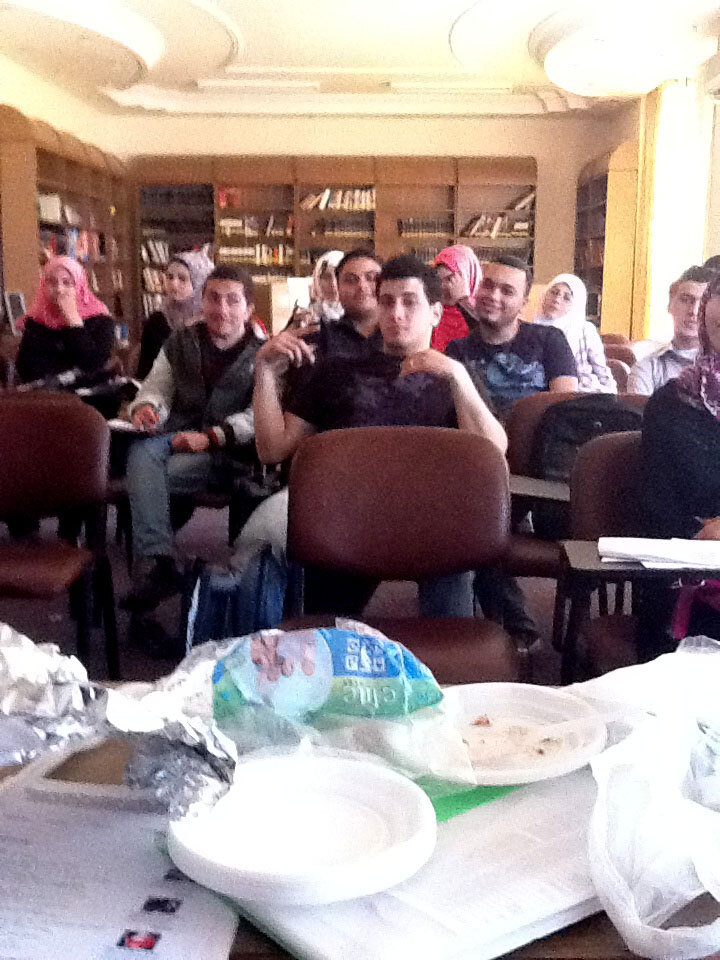 Gazan students in Dr. Shammas' American studies class at Al Azhar University.