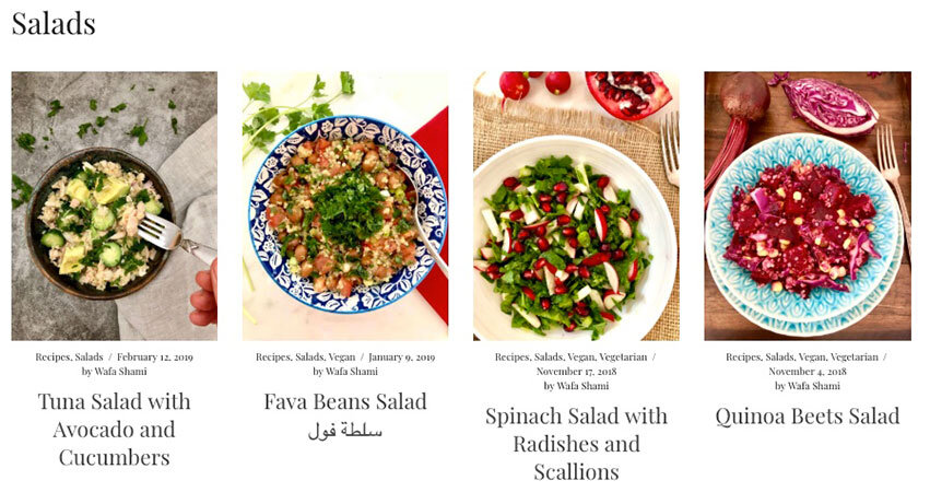 Las ensaladas de Wafa de Palestina en un plato