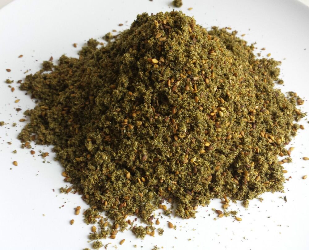 Palestinian zaatar is made from  hyssop , sesame seeds and sumac.