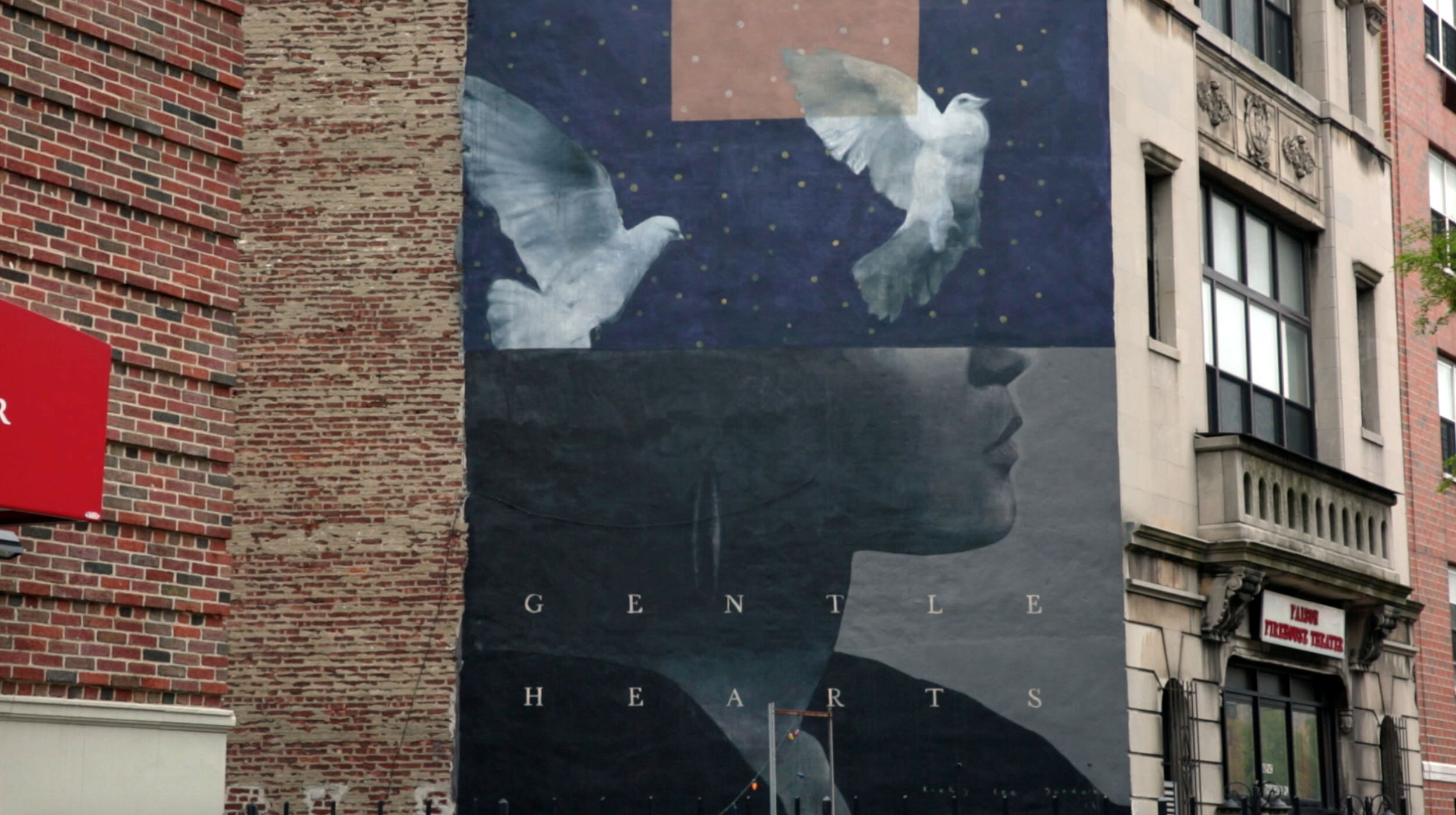 HARLEM, NEW YORK On the Faison Firehouse Theater, South African artist Ricky Lee Gordon, also know as the graffiti savant Freddy Sam, created this second mural in his Gentle Hearts series, about the disappointment of the young in Iran. 