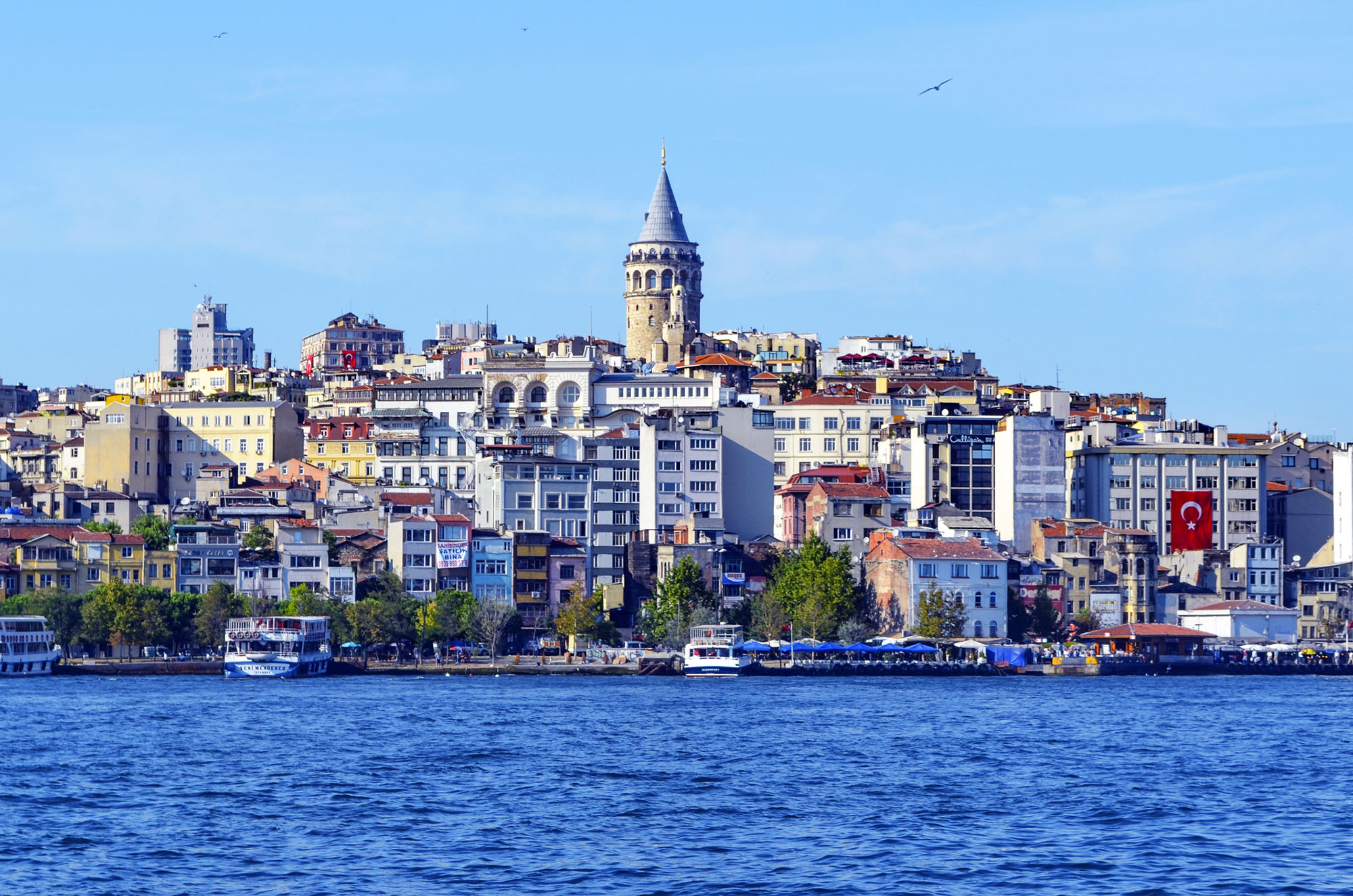 The Bosporus, normally cobalt blue, went electric turquoise 
