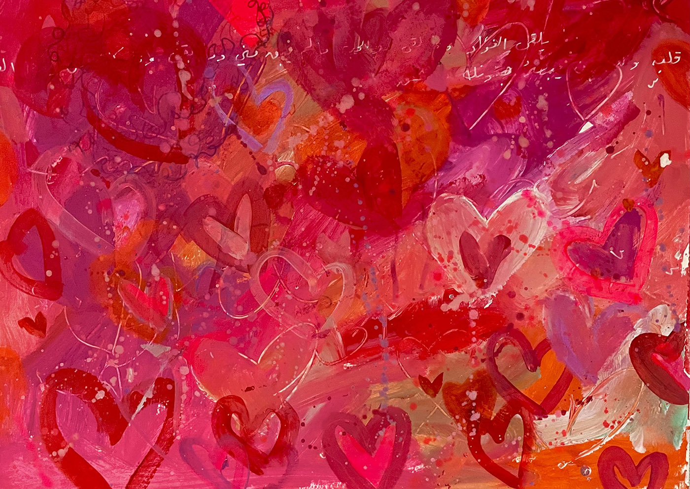 4. Cartas de amor: Corazones de grafiti, 28x40cm, acrílico sobre papel, 2022