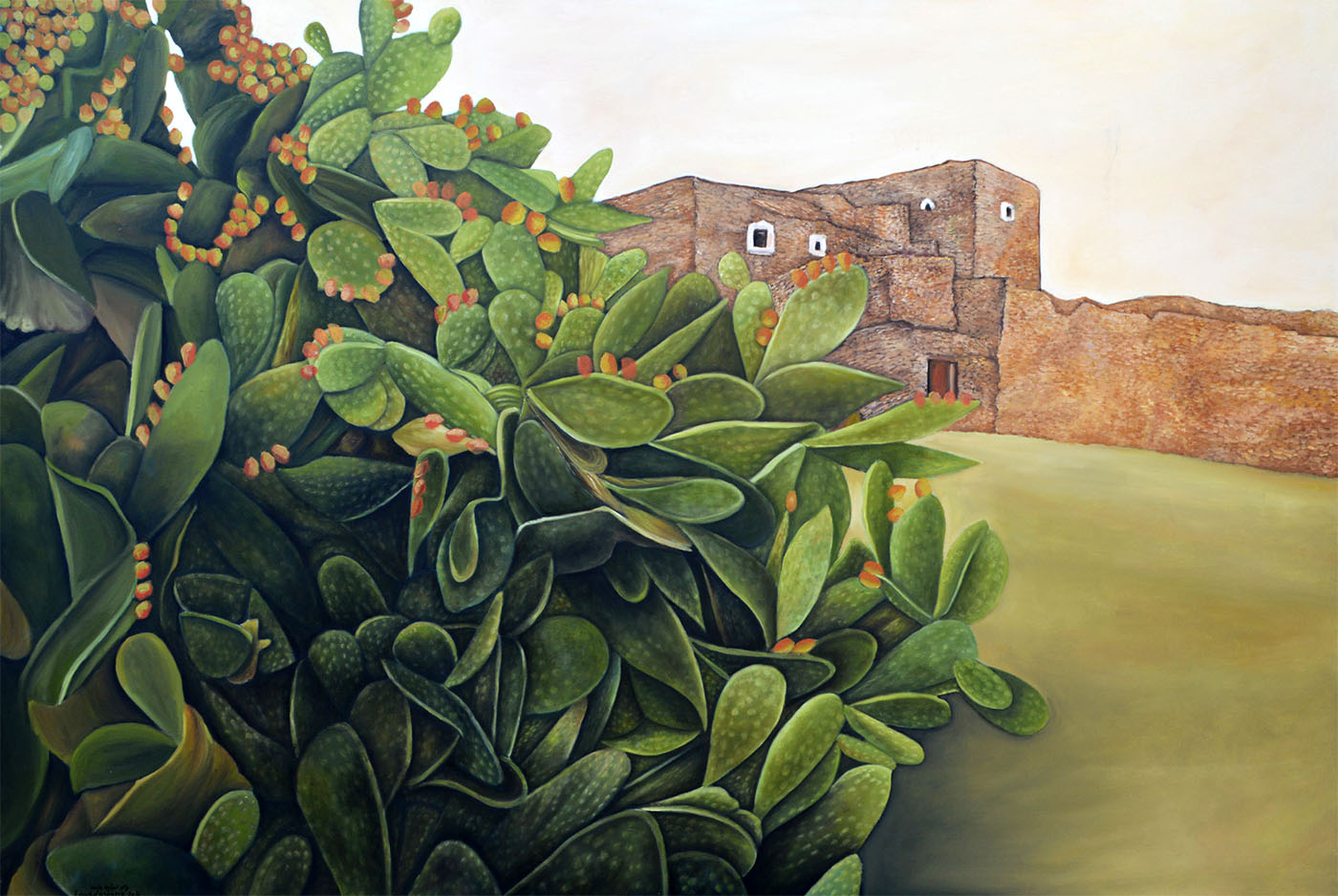 Cactus en el pueblo - óleo sobre lienzo - 120x120cm - 2010