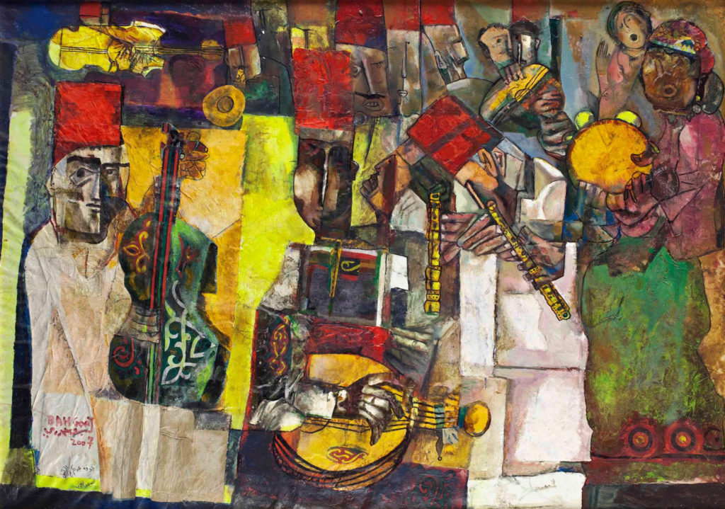 Georges Bahgoury, "Cairo," acrylic and paper maché on canvas, 2007 (courtesy estate of Georges Bahgoury).