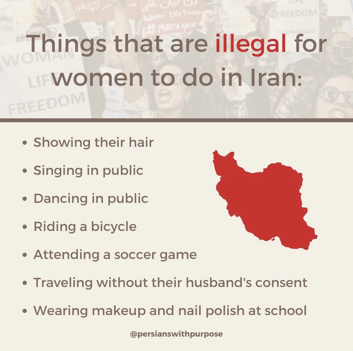 Things that are illegal for woman to do in Iran