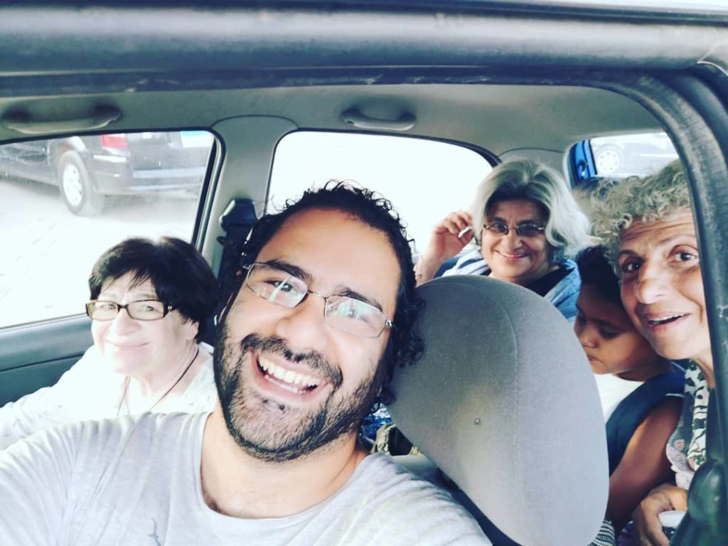 Author and political prisoner Alaa Abd El-Fattah with his family (courtesy Mona Seif).