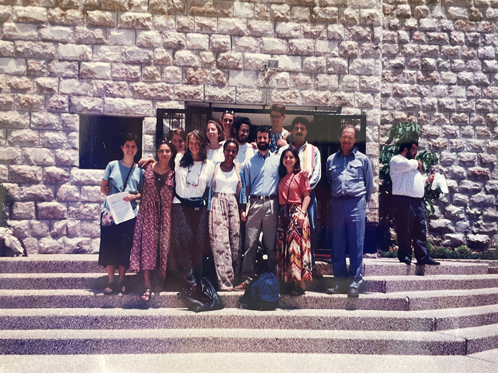 The author (far left) with her peace studies group, Birzeit University West Bank, Palestine (photos courtesy Eman Quotah).