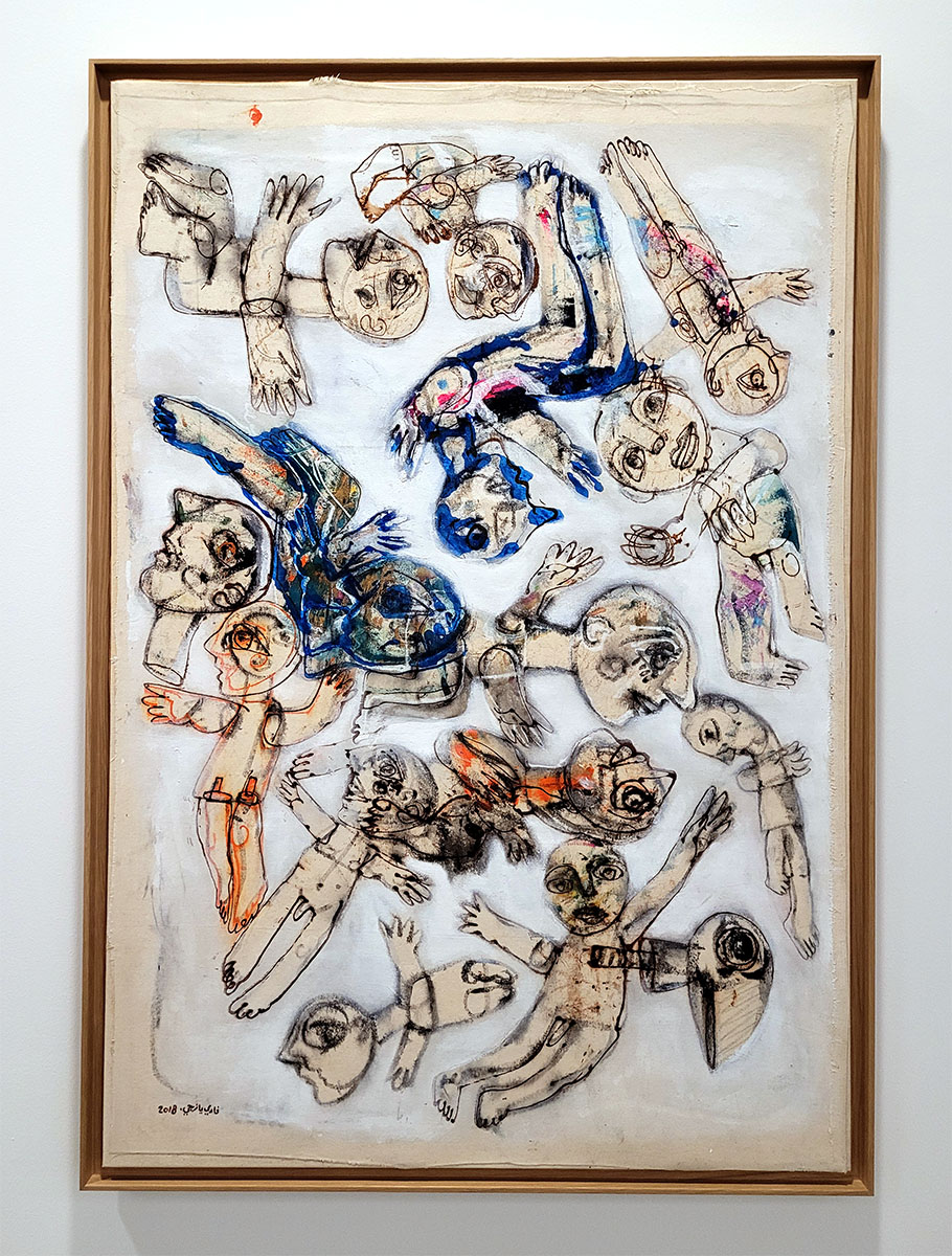 Fadi Yazigi (b. Syria, 1966) Untitled, 2018, mixed techniques on mounted paper (courtesy MO.CO).