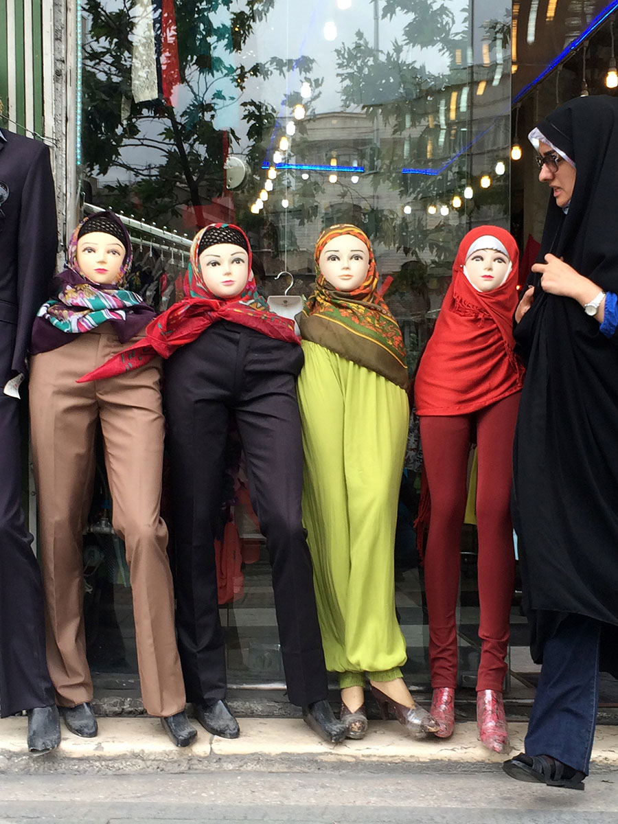 Hijab seller’s store at Meydan Imam Hossein (Imam Hossein Roundabout, or Square), Tehran.