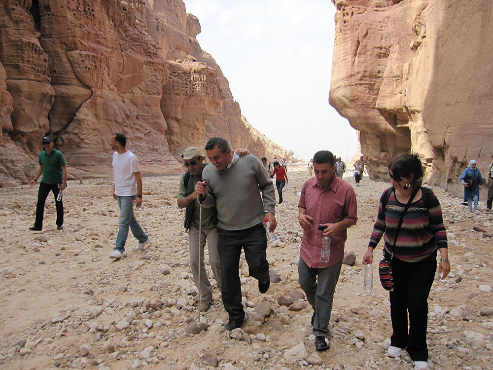 Nurredin (center) on a hike with the Synergos Institute near the Dead Sea in Jordan. 2010 (photo: Nora Lester Murad).