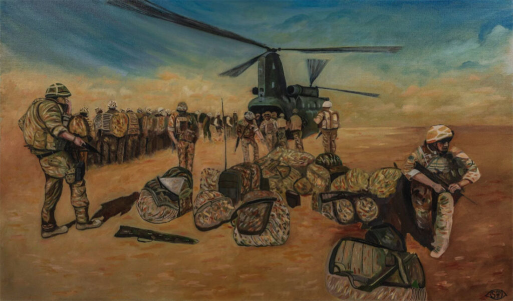 Stephen Mee, Going Home (Iraq War), oil on canvas, 115x75cm, 2020 (courtesy Saatchi)