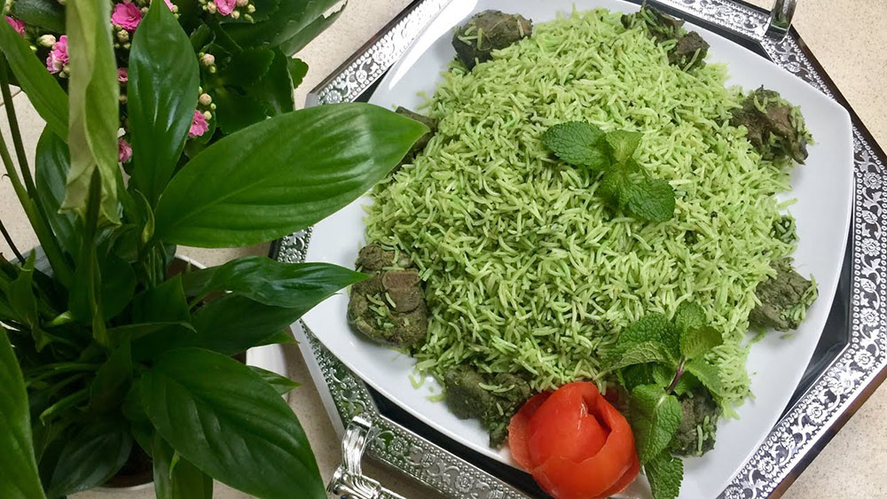 Zamarod Palaw- Spinach Rice courtesy zaras afghan cuisine