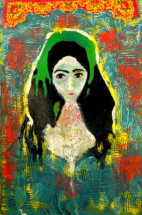 nasrin abu baker self portrait mixed media on wood 122x81cm 2014