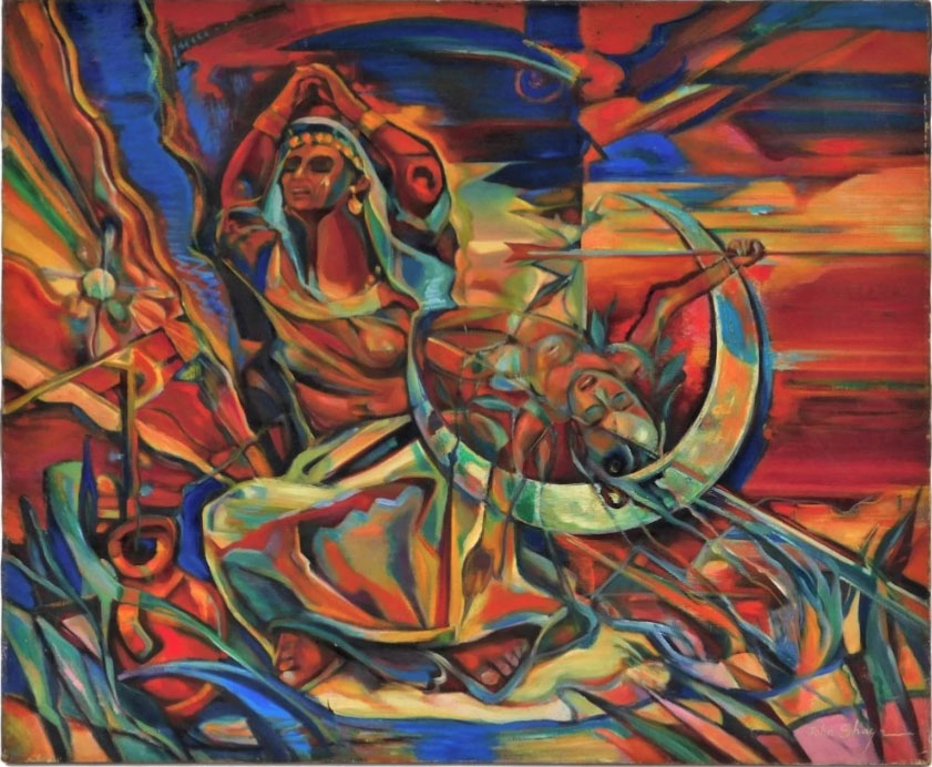 john shayn 1901-1977 modern hagar and ismael 36x30cm oil on canvas