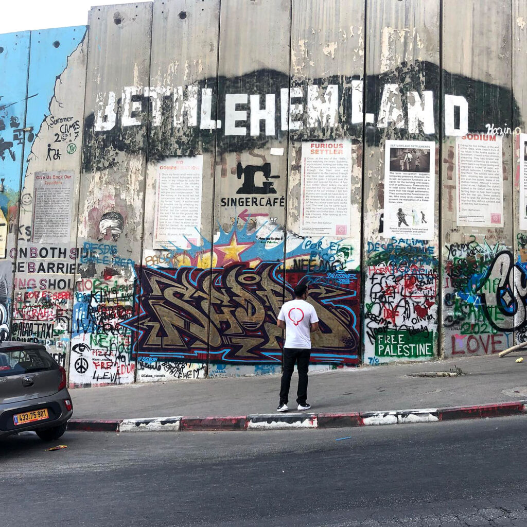 the border wall in bethlehem reads bethlehemland on the wall courtesy creative pushers