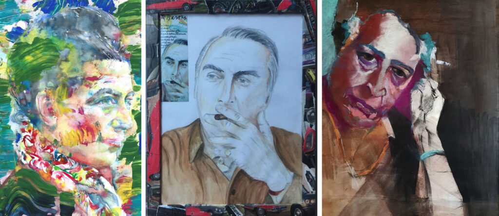 Simone de Beauvoir by Lautir, Roland Barthes by Gilles David, Hannah Arendt by Rosemay courtesy Artmajeur