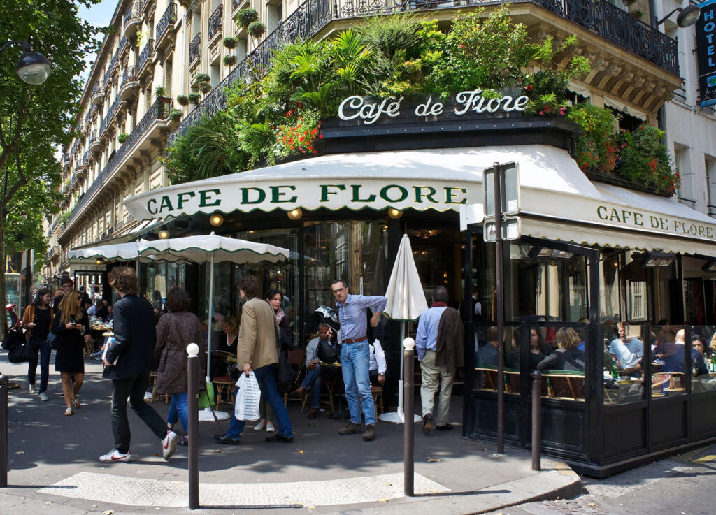 The Café Flore in Paris was a popular hangout for writers, philosophers and flaneurs of all stripes