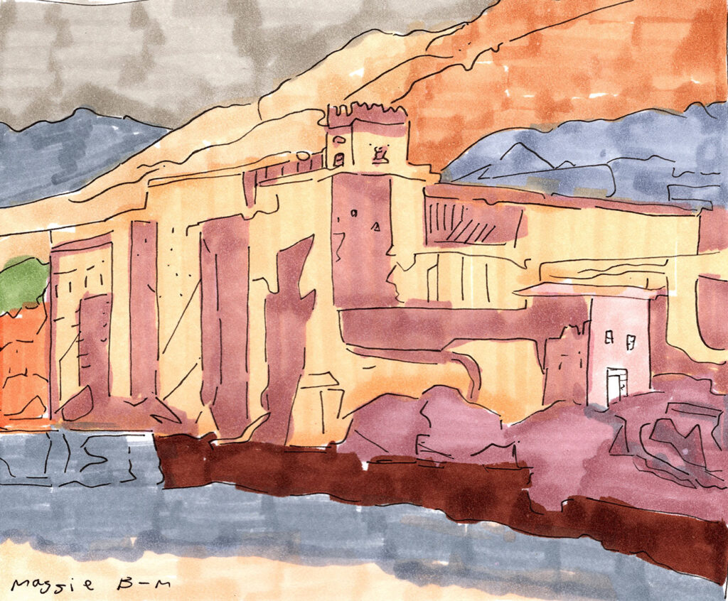 Watercolor of a High Atlas mountain village by by Majdouline Boum-Mendoza, 2023