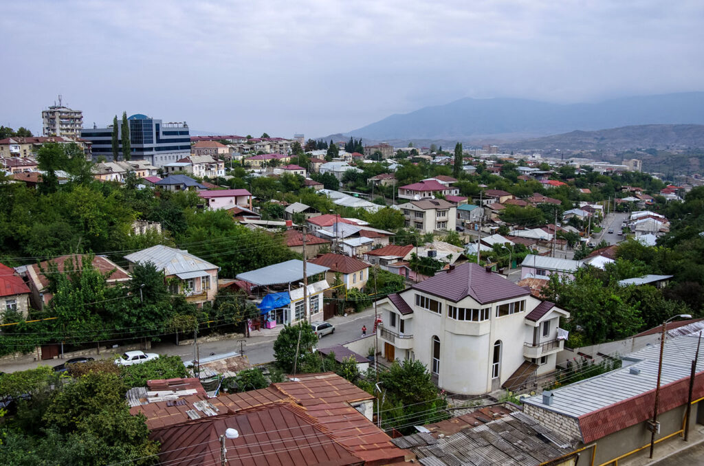 View over Stepanakert capital of upper Karabagh Artsakh photo Smokelmt