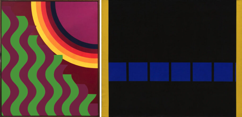 two paintings by mohamed melehi, soleil oblique 1971 + the blacks 1963