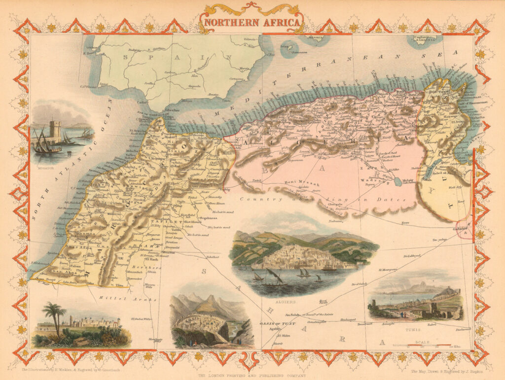1851 map of North Africa with deserts by John Tallis courtesy Princeton University