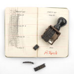 Issam Kourbaj, Another Day Lost, 2019, Old diary and broken date stamp